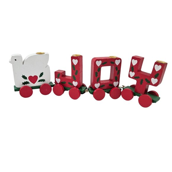 Lego Joy Train Set Of 4 Painted Wooden Candle Holders Current 1984 Christmas - Picture 1 of 9